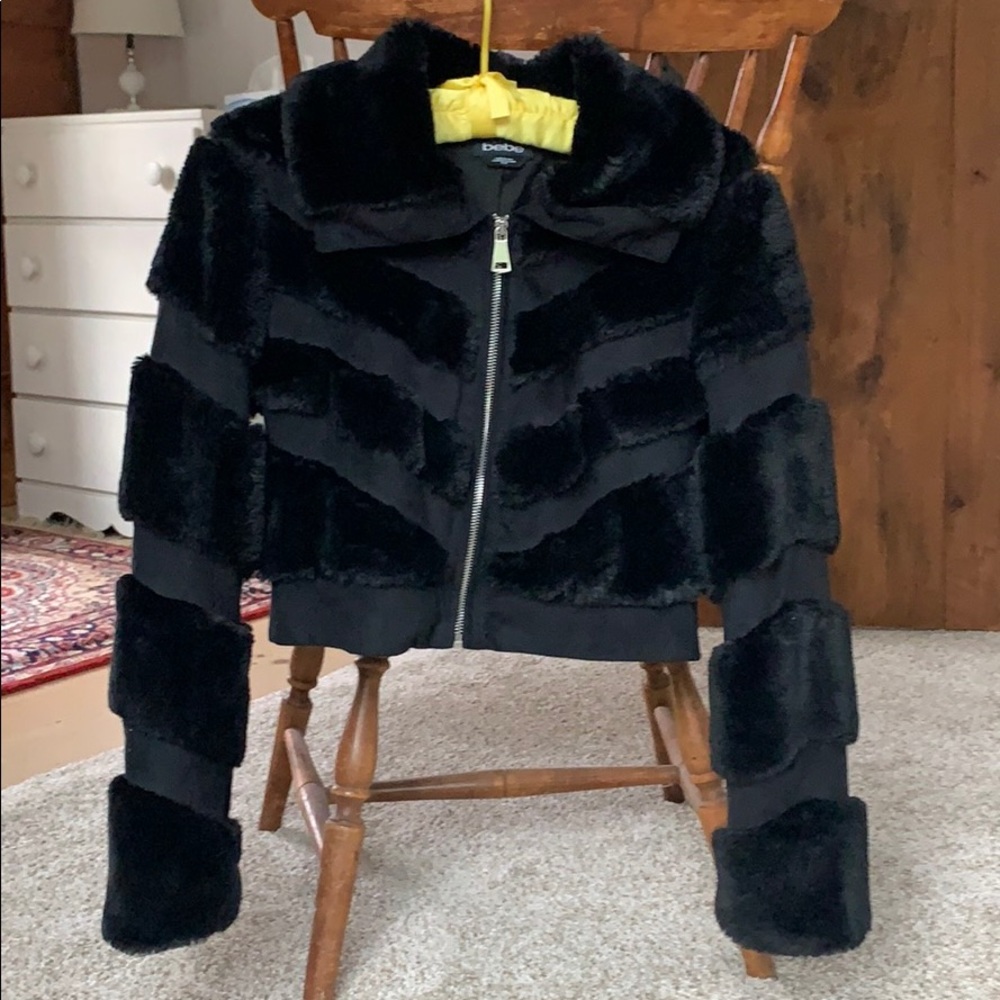 Bebe Faux Fur Cropped Jacket